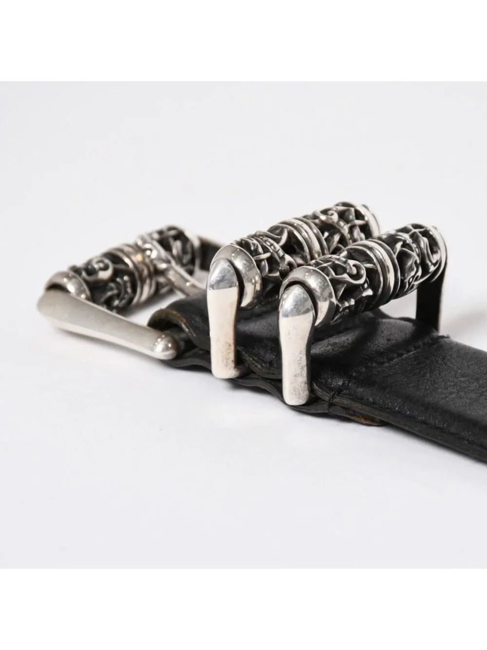 Chrome Hearts Blt Roller Belt 32 Black Leather 925 Sterling Silver